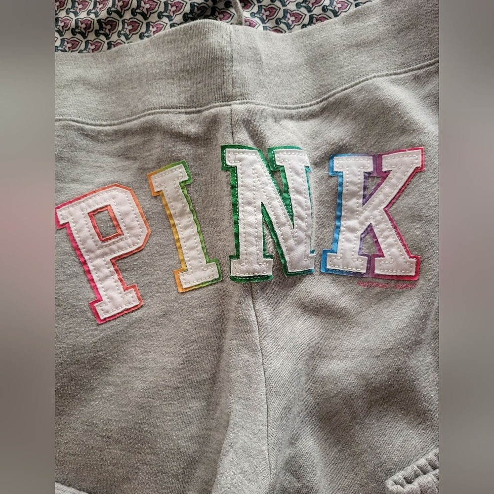 Vs pink rainbow logo classic sweatpants, size large. Rare HTF - Picture 2 of 11